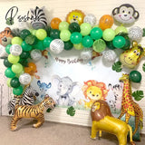 109Pcs Jungle Safari Theme Party Balloon Garland Kit Animal Balloons Palm Leaves For Kids Boys