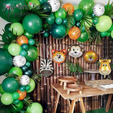 109Pcs Jungle Safari Theme Party Balloon Garland Kit Animal Balloons Palm Leaves For Kids Boys