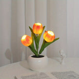 LED Simulation Tulip Night Light - 1pc USB Table Lamp Ornaments With Vase - Best Mother's Day Gift For Home Living Room Desktop Decor