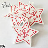 10Pc 5Cm Red Heart Star Bell Snowflake Christmas Ornaments Pendant Natural Wood Hanging Confetti