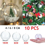 10Pc Christmas Transparent Ball Plastic Trees Open Box Bauble Ornament Wedding Gift Present Party