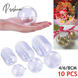 10Pc Christmas Transparent Ball Plastic Trees Open Box Bauble Ornament Wedding Gift Present Party