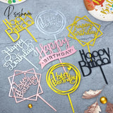 10Pcs/Bag Happy Birthday Cake Topper Gold Silver Acrylic Kids Party Supplies Decorations Baby Shower