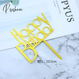 10Pcs/Bag Happy Birthday Cake Topper Gold Silver Acrylic Kids Party Supplies Decorations Baby