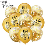 10Pcs Eid Mubarak Latex Balloon Ramadan Kareem Decoration Air Globos Muslim Islamic Festival Party