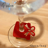 10Pcs/Lot Christmas Wine Glass Decoration Happy New Year Snowflake Xmas Tree Gift Box Xmas