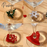 10Pcs/Lot Christmas Wine Glass Decoration Happy New Year Snowflake Xmas Tree Gift Box Xmas