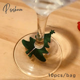 10Pcs/Lot Christmas Wine Glass Decoration Happy New Year Snowflake Xmas Tree Gift Box Xmas