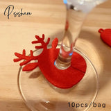 10Pcs/Lot Christmas Wine Glass Decoration Happy New Year Snowflake Xmas Tree Gift Box Xmas