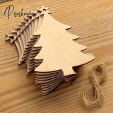 10Pcs Wooden Tree Embellishments Wood Christmas Blanks With Twines For Diy Craft Card Decor