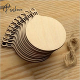 10Pcs Wooden Tree Embellishments Wood Christmas Blanks With Twines For Diy Craft Card Decor B