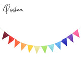 12 Flags 17Cm Colorful Felt Banner Garlands Birthday Bunting Pennant Baby Shower Wedding Garland