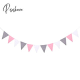 12 Flags 17Cm Colorful Felt Banner Garlands Birthday Bunting Pennant Baby Shower Wedding Garland