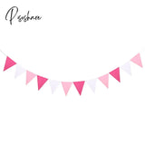 12 Flags 17Cm Colorful Felt Banner Garlands Birthday Bunting Pennant Baby Shower Wedding Garland