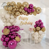 124Pcs Red Gold Sand White Balloons Arch Garland Kit Metal Plam Leaves Diy Balloon Valentine’s Day