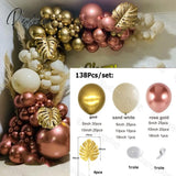 124Pcs Red Gold Sand White Balloons Arch Garland Kit Metal Plam Leaves Diy Balloon Valentine’s