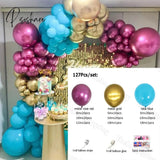 124Pcs Red Gold Sand White Balloons Arch Garland Kit Metal Plam Leaves Diy Balloon Valentine’s