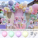 126/182Pcs Multicolor Macaron Pastel Balloon Garland Rainbow Latex Balloons Air Globos Birthday