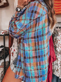 Long Sleeve Plaid Patched Pocket Elegant Shirt for Spring & Fall, Women's Button Front Clothing
