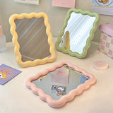 Portable Cartoon Themed Makeup Mirror - Polished Finish Non-Slip Dresser Mount Glass Mirror for Travel & Vanity Use - Plastic Frame, Unscented, No Electricity Required