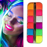 12Gird/Box Lasting Fluorescent Matte Eyeshadow Neon Pigment Powder Halloween Decoration Palette