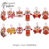 12Pcs/Lot Chinese New Year Decorations 2023 Tiger Lunar Decoration Pendant Navidad Red Envelope