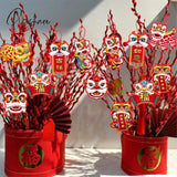 12Pcs/Lot Chinese New Year Decorations 2023 Tiger Lunar Decoration Pendant Navidad Red Envelope