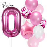 12Pcs/Lot Girl Birthday Balloons Set Pink 1 2 3 4 5 6 7 8 9 40Inch Number Foil Balloon For 1St 2Nd