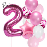 12Pcs/Lot Girl Birthday Balloons Set Pink 1 2 3 4 5 6 7 8 9 40Inch Number Foil Balloon For 1St 2Nd