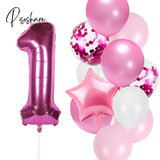 12Pcs/Lot Girl Birthday Balloons Set Pink 1 2 3 4 5 6 7 8 9 40Inch Number Foil Balloon For 1St 2Nd