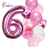 12Pcs/Lot Girl Birthday Balloons Set Pink 1 2 3 4 5 6 7 8 9 40Inch Number Foil Balloon For 1St 2Nd