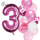 12Pcs/Lot Girl Birthday Balloons Set Pink 1 2 3 4 5 6 7 8 9 40Inch Number Foil Balloon For 1St 2Nd