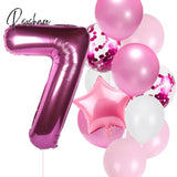 12Pcs/Lot Girl Birthday Balloons Set Pink 1 2 3 4 5 6 7 8 9 40Inch Number Foil Balloon For 1St 2Nd