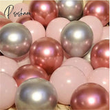 12Pcs/Lot Pink Latex Balloon Chrome Red Hot Silver Metal Baby Shower Birthday Party Wedding