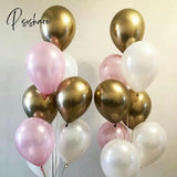 12Pcs/Lot Pink Latex Balloon Chrome Red Hot Silver Metal Baby Shower Birthday Party Wedding