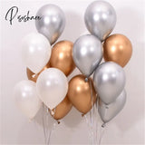 12Pcs/Lot Pink Latex Balloon Chrome Red Hot Silver Metal Baby Shower Birthday Party Wedding