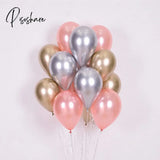 12Pcs/Lot Pink Latex Balloon Chrome Red Hot Silver Metal Baby Shower Birthday Party Wedding