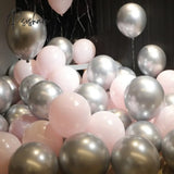 12Pcs/Lot Pink Latex Balloon Chrome Red Hot Silver Metal Baby Shower Birthday Party Wedding