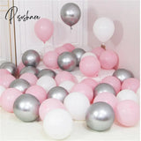 12Pcs/Lot Pink Latex Balloon Chrome Red Hot Silver Metal Baby Shower Birthday Party Wedding