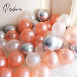 12Pcs/Lot Pink Latex Balloon Chrome Red Hot Silver Metal Baby Shower Birthday Party Wedding