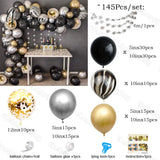 133Pcs Black Gold Balloon Garland Arch Chrome Balloons Kit Plam Leaves For Xmas New Year 2023