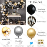 133Pcs Black Gold Balloon Garland Arch Chrome Balloons Kit Plam Leaves For Xmas New Year 2023