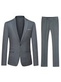 Formal 2 Pieces Set, Men's One Button Suit Jacket & Dress Pants Suit Set For Business Dinner Wedding Party