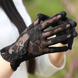 [Lace Gloves] Thin Lace Women's Elegant Gloves - Breathable Touch Screen Sunscreen Short Driving Gloves