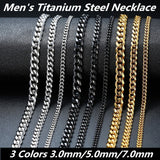 1pc Men's Stainless Steel Cuban Link Chain Necklace, Artificial Jewelry Accessories, 3.0mm/5.0mm/7.0mm Length 60cm/23.62''