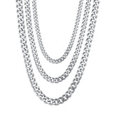 1pc Men's Stainless Steel Cuban Link Chain Necklace, Artificial Jewelry Accessories, 3.0mm/5.0mm/7.0mm Length 60cm/23.62''