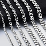 1pc Men's Stainless Steel Cuban Link Chain Necklace, Artificial Jewelry Accessories, 3.0mm/5.0mm/7.0mm Length 60cm/23.62''