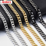 1pc Men's Stainless Steel Cuban Link Chain Necklace, Artificial Jewelry Accessories, 3.0mm/5.0mm/7.0mm Length 60cm/23.62''