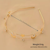 New Korean Style Copper Alloy Headband With Metal Stars And Moon, ideal choice for gifts