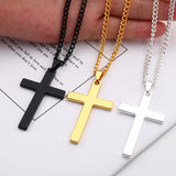 1pc Black Cross Pendant Necklace For Men, Simple And Fashion Prayer Jewelry Amulet Protection, father's day gift